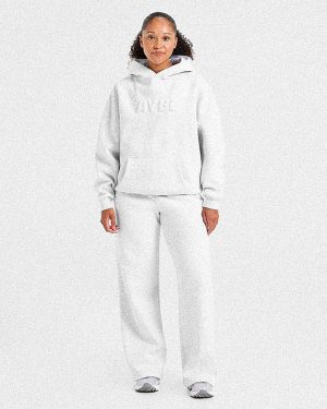 Classic Plush Oversized Straight Leg Joggers - Heather Grey