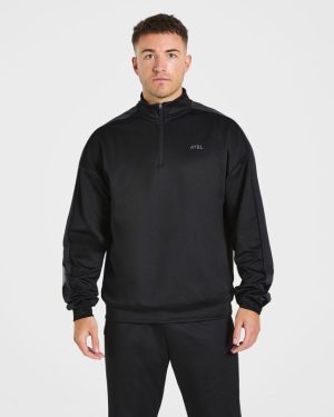 Classic Track 1/4 Zip Pullover - Black/Charcoal