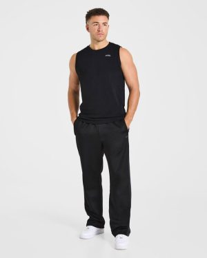 Classic Track Straight Leg Joggers - Black/Charcoal