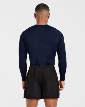 Navy Compression Long Sleeve T-Shirt: Ultimate Performance & Muscle Definition