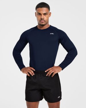 Navy Compression Long Sleeve T-Shirt: Ultimate Performance & Muscle Definition