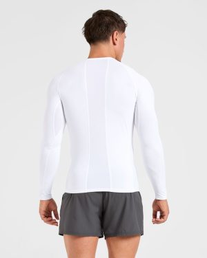 Performance White Compression Long Sleeve T-Shirt for Elite Training