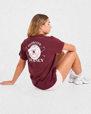 Dedicate To The Journey Oversized T Shirt - Burgundy
