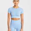 Empower Seamless Crop Top - Sky Blue: The Ultimate Performance Essential