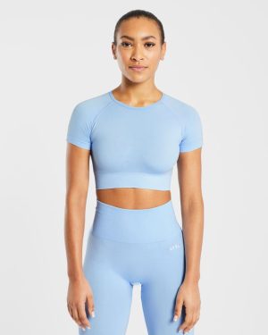Empower Seamless Crop Top - Sky Blue: The Ultimate Performance Essential