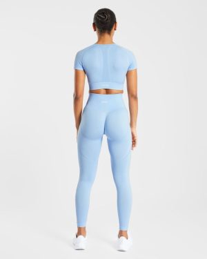 Empower Seamless Crop Top - Sky Blue: The Ultimate Performance Essential