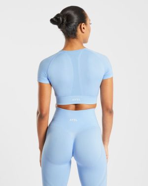 Empower Seamless Crop Top - Sky Blue: The Ultimate Performance Essential