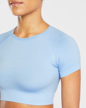 Empower Seamless Crop Top - Sky Blue: The Ultimate Performance Essential