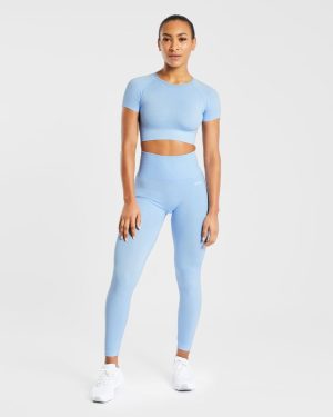 Empower Seamless Crop Top - Sky Blue: The Ultimate Performance Essential
