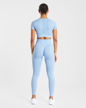 Empower Seamless Crop Top - Sky Blue: The Ultimate Performance Essential