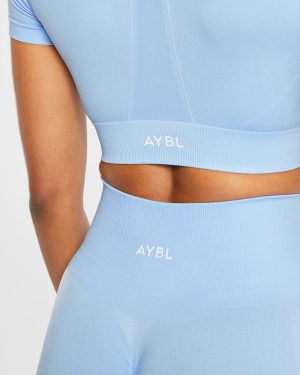 Empower Seamless Crop Top - Sky Blue: The Ultimate Performance Essential