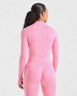 Empower Seamless Full Zip Jacket - Baby Pink: The Ultimate Sculpting Activewear
