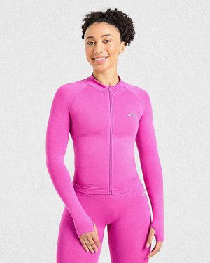 Empower Seamless Full Zip Jacket - Magenta: The Ultimate Gym Companion