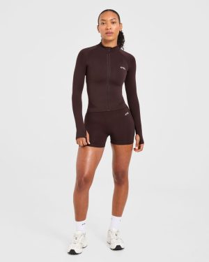 Empower Seamless Full Zip Jacket - Cocoa Brown
