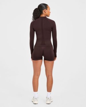 Empower Seamless Full Zip Jacket - Cocoa Brown