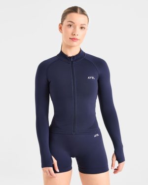 Empower Seamless Full Zip Jacket - Navy: The Ultimate Gym Companion