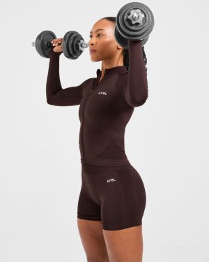 Empower Seamless Full Zip Jacket - Cocoa Brown