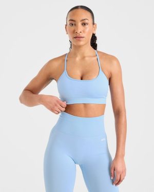 Empower Seamless Sports Bra - Sky Blue: Ultimate Comfort & Performance
