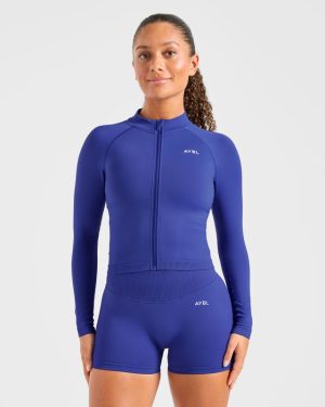 Enhance Seamless Jacket - Cobalt Blue: The Ultimate Sculpting Gym Essential