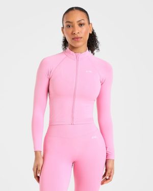 Enhance Seamless Jacket - Sugar Pink: The Ultimate Sculpting Gym Essential
