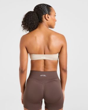 Essential Bandeau Sports Bra - Taupe Sand: Versatile Support for Every Workout