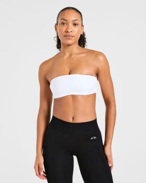 Essential Bandeau Sports Bra - White: Versatile Support for Every Workout