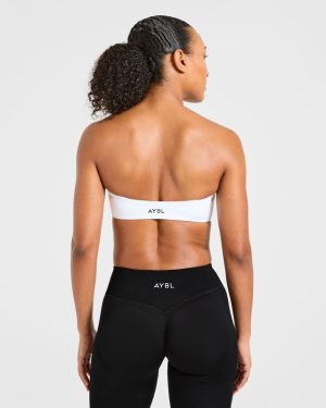 Essential Bandeau Sports Bra - White: Versatile Support for Every Workout