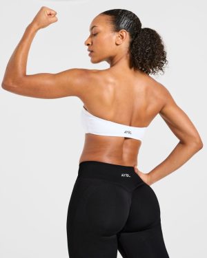 Essential Bandeau Sports Bra - White: Versatile Support for Every Workout