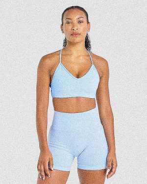 Essential Crossback Sports Bra - Baby Blue: Ultimate Comfort & Style