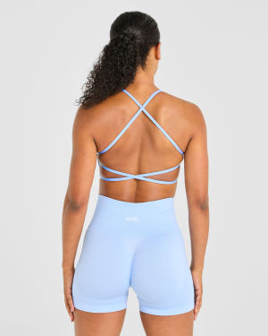 Essential Crossback Sports Bra - Baby Blue: Ultimate Comfort & Style
