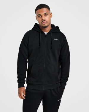 Essential Lightweight Zip Up Hoodie - Black | Premium Comfort & Style
