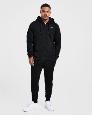 Essential Lightweight Zip Up Hoodie - Black | Premium Comfort & Style