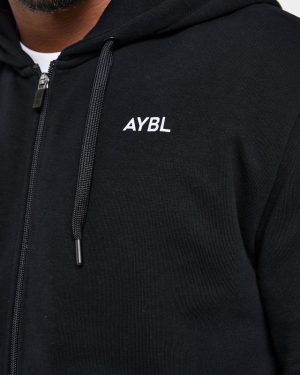 Essential Lightweight Zip Up Hoodie - Black | Premium Comfort & Style