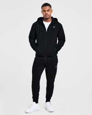 Essential Lightweight Zip Up Hoodie - Black | Premium Comfort & Style