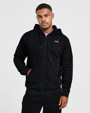 Essential Lightweight Zip Up Hoodie - Black | Premium Comfort & Style