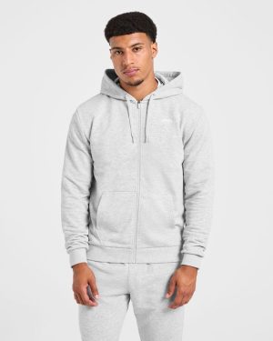 Essential Lightweight Zip Up Hoodie - Grey Marl | Premium Comfort & Style