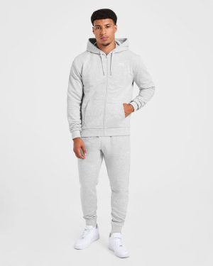 Essential Lightweight Zip Up Hoodie - Grey Marl | Premium Comfort & Style