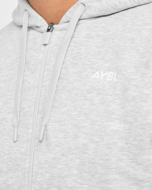 Essential Lightweight Zip Up Hoodie - Grey Marl | Premium Comfort & Style