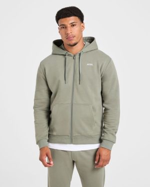 Essential Lightweight Zip Up Hoodie - Washed Sage: The Ultimate Everyday Layer