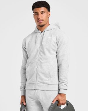 Essential Lightweight Zip Up Hoodie - Grey Marl | Premium Comfort & Style