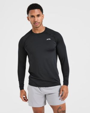 Essential Long Sleeve T Shirt - Black: The Ultimate Slim Fit Base Layer