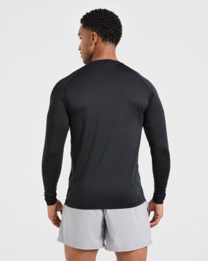 Essential Long Sleeve T Shirt - Black: The Ultimate Slim Fit Base Layer