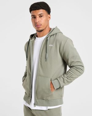 Essential Lightweight Zip Up Hoodie - Washed Sage: The Ultimate Everyday Layer