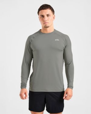 Essential Long Sleeve T Shirt - Olive Smoke: The Ultimate Slim Fit Base Layer
