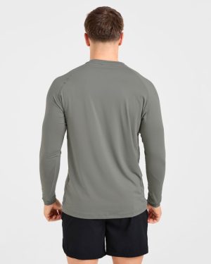 Essential Long Sleeve T Shirt - Olive Smoke: The Ultimate Slim Fit Base Layer