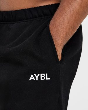 Essential Oversized Straight Leg Joggers - Black
