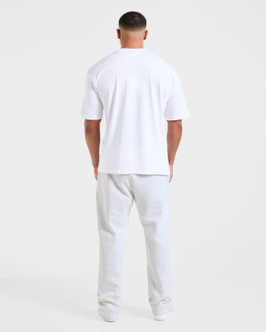 Essential Oversized Straight Leg Joggers - Grey Marl