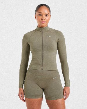 Adapt Seamless Jacket - Muted Olive: The Ultimate Sculpting Activewear Essential
