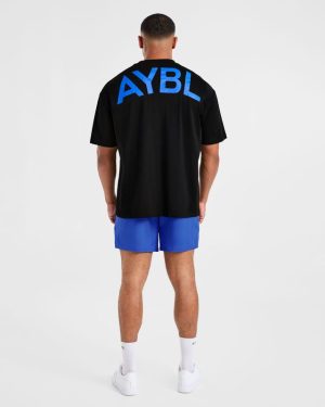 Essential Oversized T Shirt - Black/Cobalt: The Ultimate Comfort Upgrade