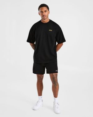 Essential Oversized T Shirt - Black/Mango Yellow: The Ultimate Comfort Upgrade
